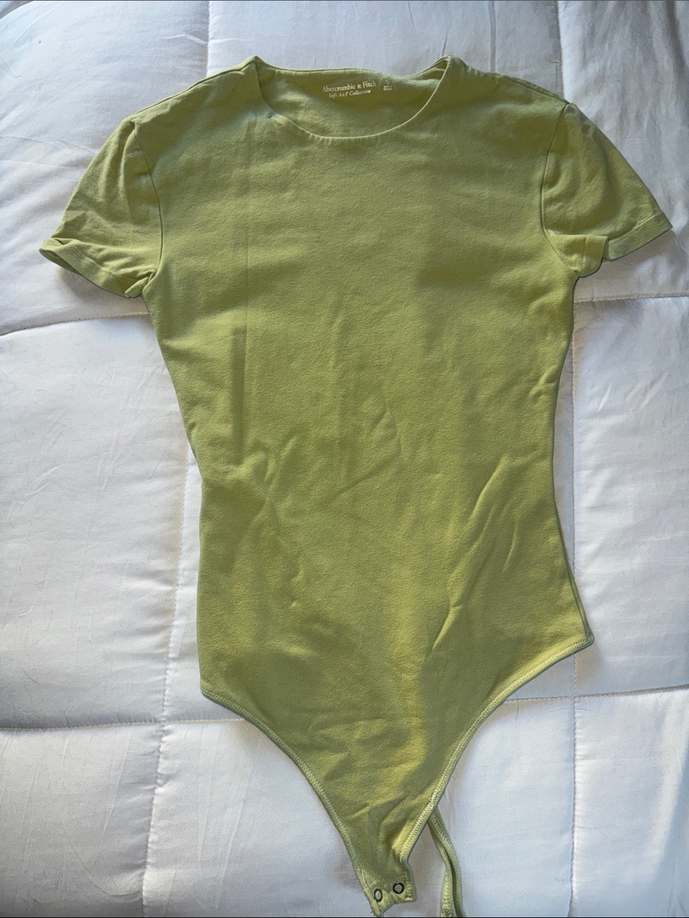 Abercrombie & Fitch Short Sleeve Bodysuit in Lime